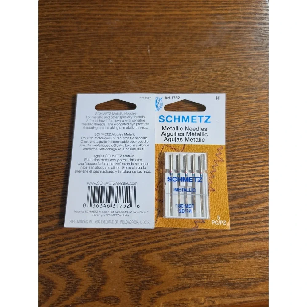 SCHMETZ ART 1752H - METALLIC SEWING MACHINE NEEDLES, SIZE 90/14--2 PACKS PER SET
